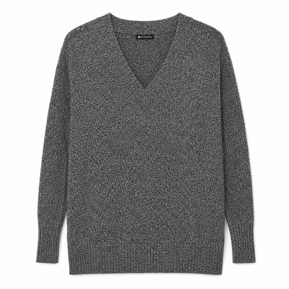 Athleta Vital V Neck Tunic Sweater Gray Wool Cashmere XS‎